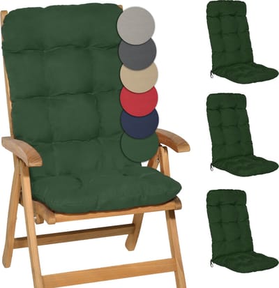 Beautissu Flair HL – Set van 4 Tuinstoelkussens Hoge Rug – 120x50 cm – Groen – Tuinkussen in Matraskussen Kwaliteit