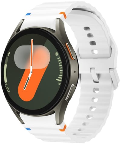 Siliconen wave bandje - geschikt voor Samsung Galaxy Watch 7 (40 & 44mm) / Watch 6 (Classic) / Watch 5 (Pro) / Watch 4 (Classic) / Watch FE - gesp sluiting - wit