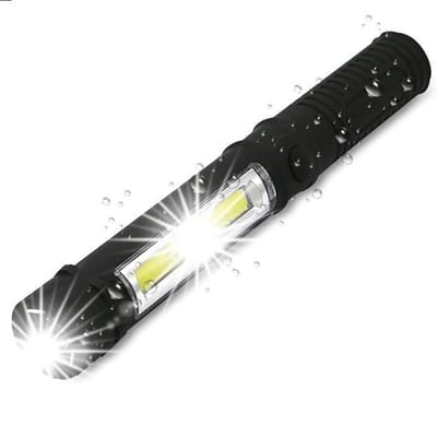 WiseGoods LED Werklamp - Mini Pen Met Licht - Zaklamp - Penlight met Magneet Bodem en Clip - Inspectielamp - Zwart