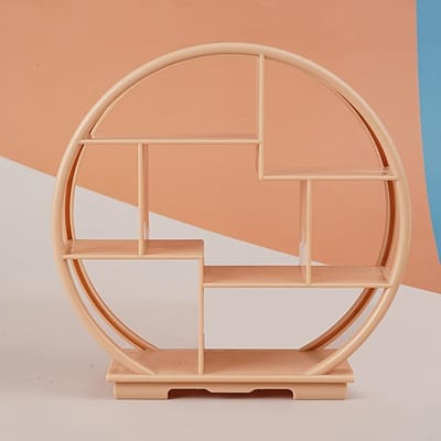 1 set Vintage Chinese-Geïnspireerd Miniatuur Poppenhuis Meubelset - Traditioneel Oosters Architectuurmodel, Kunststof, Batterijvrij, Perfect voor Vakantie 1pc brown
