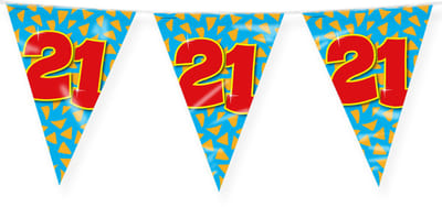 LUQ – Vlaggenlijn Happy Party 21 Jaar – Veelkleurig – 10 m Luxe Verjaardag Feest Versiering – Slinger – Direct Ophangen