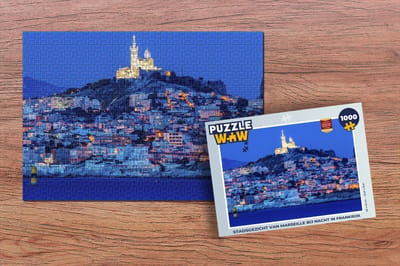 Puzzel Nacht - Marseille - Frankrijk - Legpuzzel - Puzzel 1000 stukjes volwassenen