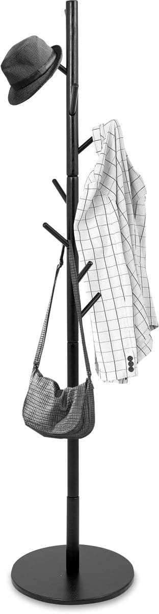 Bayt Kapstok - Staande kapstok - Kapstok Hout - Kapstok Staand - Garderoberek - 8 Haken - 175 cm - Zwart