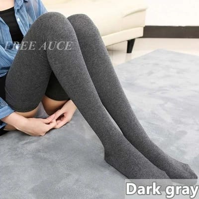 Dames Herfst Winter Dikke Extra Lange Over de Knie Hoge Beenwarmers Sok Plus Size Kousen Dij Hoge Sokken Voor Lange Vrouwen Meisjes One Size gray
