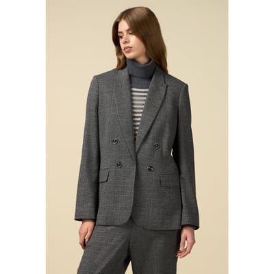 Oltre Micro Houndstooth Blazer Grey Maat: 40 | Blazers Outlet | Dames | Grijs