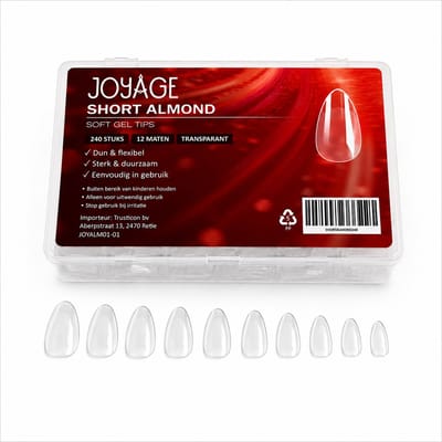 Joyage Nagel Tips Transparant - 240 stuks - Almond Kort - Kunstnagels - Transparante nageltips voor gelnagels - Plaknagels doorzichtig press on nails nail tips - Nep nagels Nepnagels nail art nagelverlenging - Cadeaus voor vrouwen cadeautjes