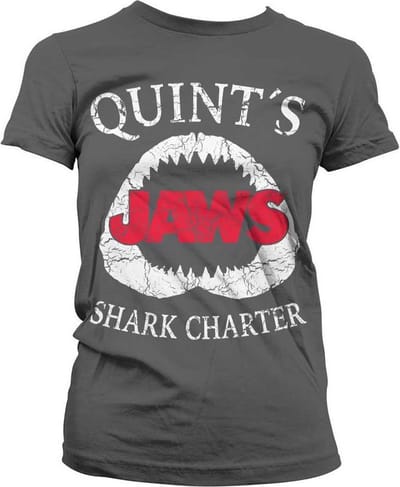 Jaws Dames Tshirt -S- Quint's Shark Charter Grijs