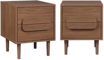 sweeek - Set van 2 nachtkastjes houtdecor vintage 2 lades - juliana