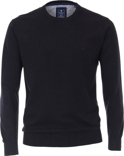 Redmond heren trui katoen - O-hals - donkerblauw