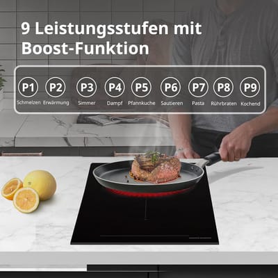Inductiekookplaat Flexzones - Keramische kookplaat - Snel koken - Aanraakbediening - 3500 Watt - Zwart