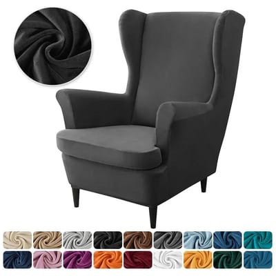 Fluwelen Oorfauteuilhoezen Stretch Wingback Bankhoes met Zitkussenhoes Elastisch Effen Kleur Bank Fauteuil Stoel Slipcovers