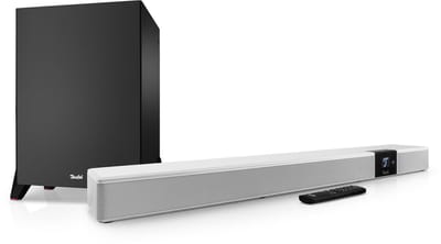 Teufel CINEBAR 22 Power Edition – 5.1-kanaals Dolby Atmos-soundbar met draadloze, krachtige subwoofer, 8 luidsprekers, thuisbioscoopsysteem, HDMI 3D ARC CEC, 4K-doorvoer, touchscreen – zwart
