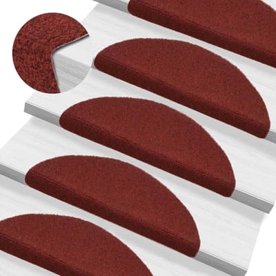 Zelfklevende Trapmatten - Trapkussens Set - Veilig Traplopen - Naaldpons Stof - 10 Stuks - Rood