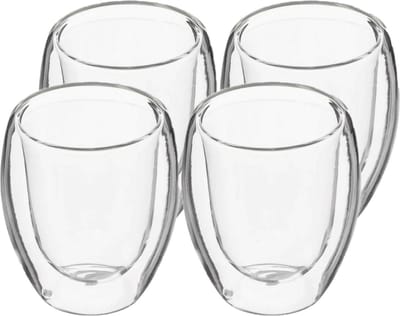 Secret de Gourmet Espressokopjes - 4x stuks - dubbelwandig glas - 70 ml - ristretto kopjes