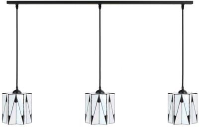 3 x Tiffany French Art Deco lampen aan plafondbalk - Art Deco Trade
