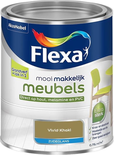 Flexa - Mooi Makkelijk Meubels Zijdeglans - Vivid Khaki - Mengverf - 750 Ml