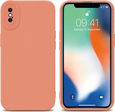 Cadorabo Hoesje geschikt voor Apple iPhone X / XS in FLUID LICHT ORANJE - Beschermhoes gemaakt van flexibel TPU silicone Cover Fluid Case