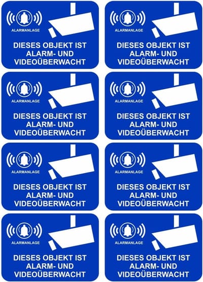 Waarschuwingsstickers - Alarm Beveiliging - Eigendom Beschermen - UV Weerbestendig - 7 x 5 cm - Blauw