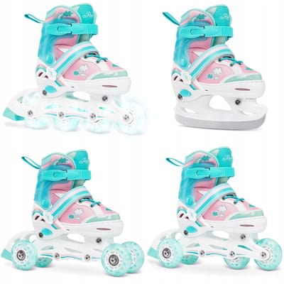 Raven Zoya 4-in-1 Kinderrolschaatsen/Schaatsen Maat 27-30 LED