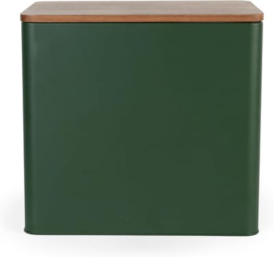 Broodtrommel - Opslagcontainer - Brood bewaren - Acaciahouten deksel - 28 x 20.5 x 25cm - Groen