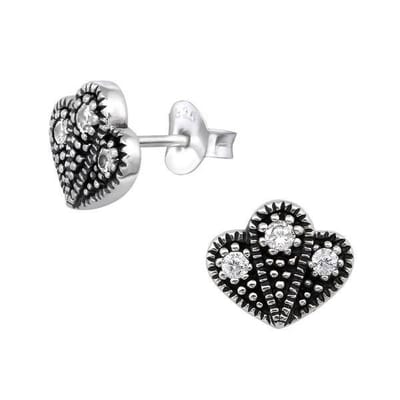 Aramat Jewels | Oorbellen | Zilveren Geoxideerde Oorbellen vrouw | Waaier-Transparant-10x7mm | |8mm | Zilver | Kinderen, Volwassenen | Verkleurd niet