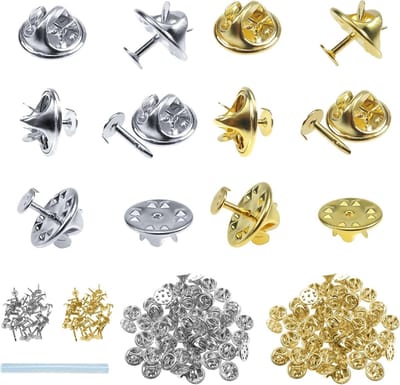 60 Paar Vlindergespjes van Messing 8mm Goud Zilver met Achterpinnen en Lijmstiften voor DIY Sieraden en Knutselprojecten