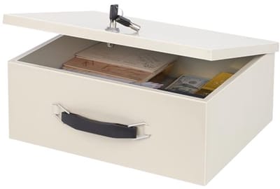 Brandwerende veilige doos met sleutelslot voor thuiskantoor - 33,5 x 28 x 13 cm - wit