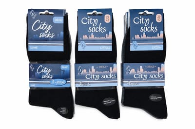 City socks - 80% katoen + 15% polyamide + 5% elastaan - 12 paar - zwart/grijs - 39/42