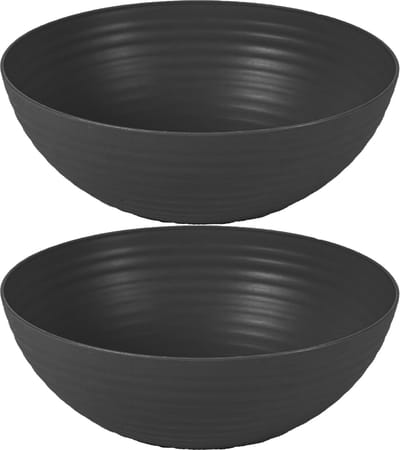 Plasticforte Serveerschaal/saladeschaal - 2x - D25 x H10.5 cm - kunststof - antraciet - 3500 ml