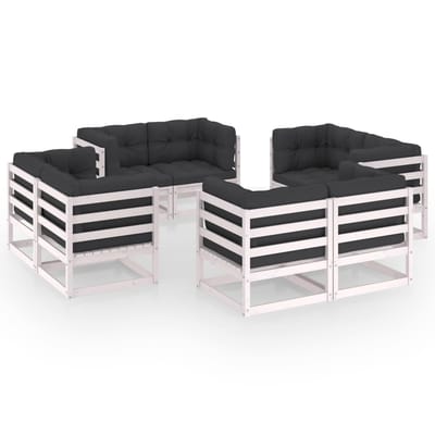 vidaXL - 8-delige - Loungeset - met - kussens - massief - grenenhout