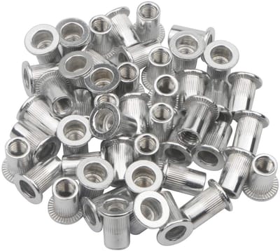 Dailygoods- Klinkmoer 100 Stuks - Aluminium - Platte Kop - Blinde Inzetmoer - Hoge Draaimomentweerstand - Materiaaldikte 0,5/5,0 mm - Zeer Sterke Schroefdraad