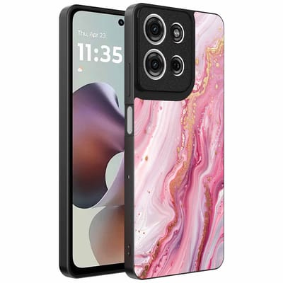 Geschikt voor Motorola Moto G56 Telefoonhoesje met marmer opdruk - TPU backcover case marble design - Roze - Smartphonica geschikt voor Motorola Moto G56