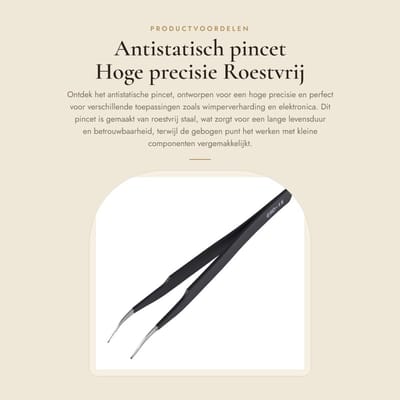 Dailygoods - Antistatisch pincet - Hoge precisie - Roestvrij staal - Gebogen punt - Ideaal voor elektronica - 4,5 inch