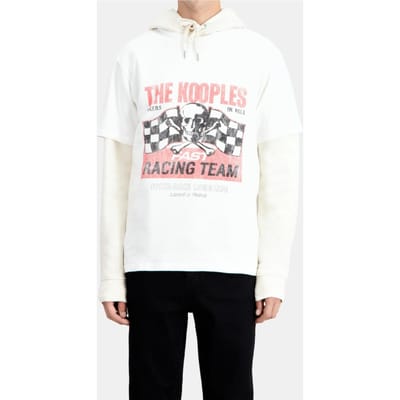 The Kooples Short-sleeved T-shirt With Printed Skull And Flag White Größe: M | Bedruckte T-Shirts Outlet | Herren | Weiß