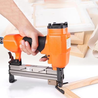 Pneumatisch Spijkerpistool - V-Nagel Machine - Fotolijsten Maken - Externe Liniaal Instelling - 4000 V-Nagels - Zilver
