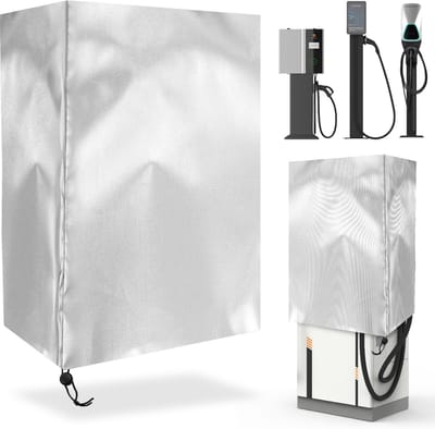 Laadstation Overkapping - Wandbox Dak - Buiten Opladen - Weerbestendig Oxford - 70x35cm - Zilver