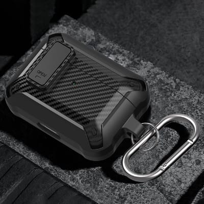 AirPods Pro 2 Carbon hard case cover - Carbon hybride zwart hoesje Beschermhoes - AirPods pro 2 Cover - AirPods pro 2 hoesje - Geschikt voor Apple Airpods pro 2 - zwart - Carbon hard cover