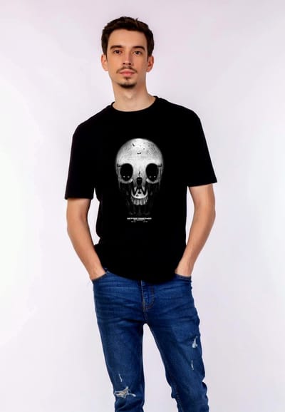 Starry Indigo - Halloween kostuum / T-shirt voor heren | Skeleton head | Zwart | Maat S