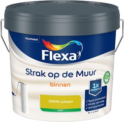 Flexa - Strak Op De Muur Binnen Mat - 100% Limoen - Mengverf - 5 L