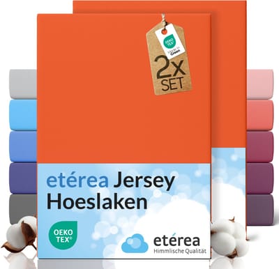 etérea Jersey hoeslaken 2-pack 100x200-120x200 cm (hoek 25 cm) 100% katoen - Oranje