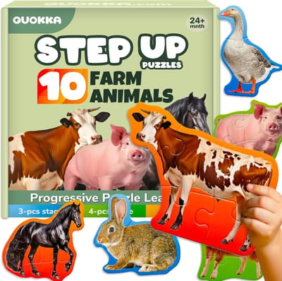 Speelgoedpuzzel voor Peuters en Kleuters - Educatieve Boerderijspelletjes met Realistische Dierenvormen - Leuke Puzzels voor Jongens en Meisjes