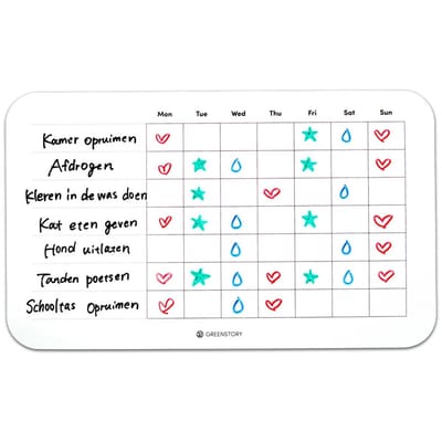 GreenStory - Sticky Whiteboard - Kind beloningsplanner - Beloningsbord - beloningssysteem