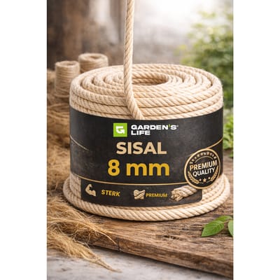Natuurlijk sisaltouw 8 mm x 20 m, 100% onbehandelde Agave sisalana-vezel, Premium vervangings- en reparatietouw voor kattenkrabpalen, veilig voor huisdieren, sterk gedraaid koord voor macramé,