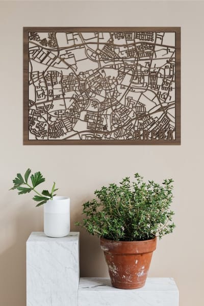 Houten Stadskaart Breda Notenhout 50x70cm Wanddecoratie Voor Aan De Muur City Shapes