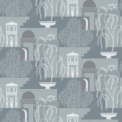 Boråstapeter Vliesbehang 5518 - Swedish Grace - Toile de Jouy Blauw - 53cm x 10.05m