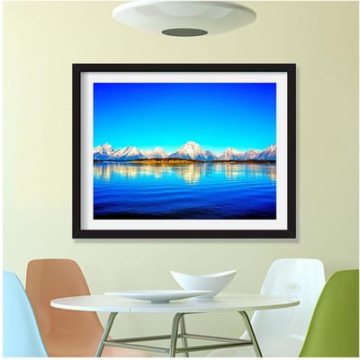 Sneeuwberg Mooi natuurlijk meerlandschap Diamond Painting 20X30CM blue