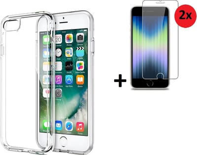 MoDo Hoesje Geschikt voor iPhone SE 2022 - Screenprotector iPhone SE 2022 - Siliconen - iPhone SE 2022 Hoes Transparant Case + 2x Tempered Glass
