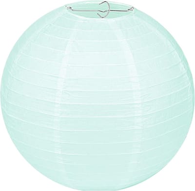 Ronde Mintgroene Papieren Lampion met Bamboestijl voor Feesten, Tuin en Bruiloften - 25 cm Decoratie