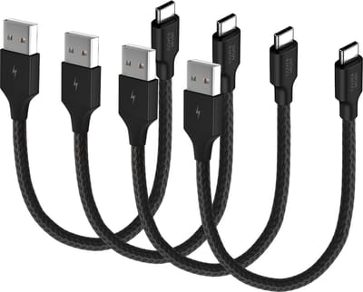 Voordeelbundel usb C kabels - Usb naar usb C - 30cm - Kort - 4 stuks - Zwart