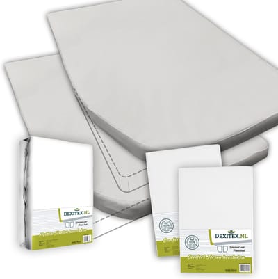 Textielpakket Frans bed - 1 molton met 2 hoeslakens - links 2 x Wit